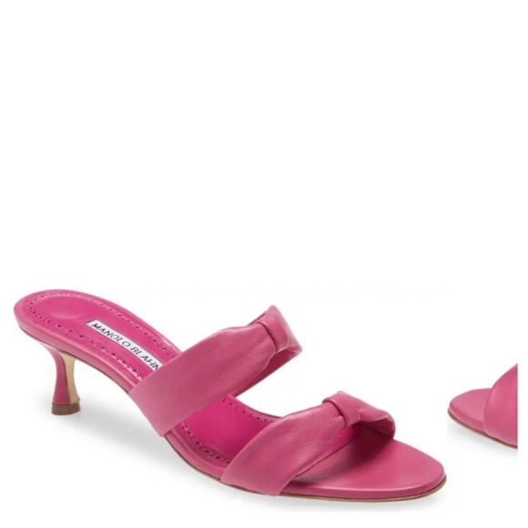Manolo Blahnik Shoes - Manolo Blahnik Pallera Pink Lambskin Heels